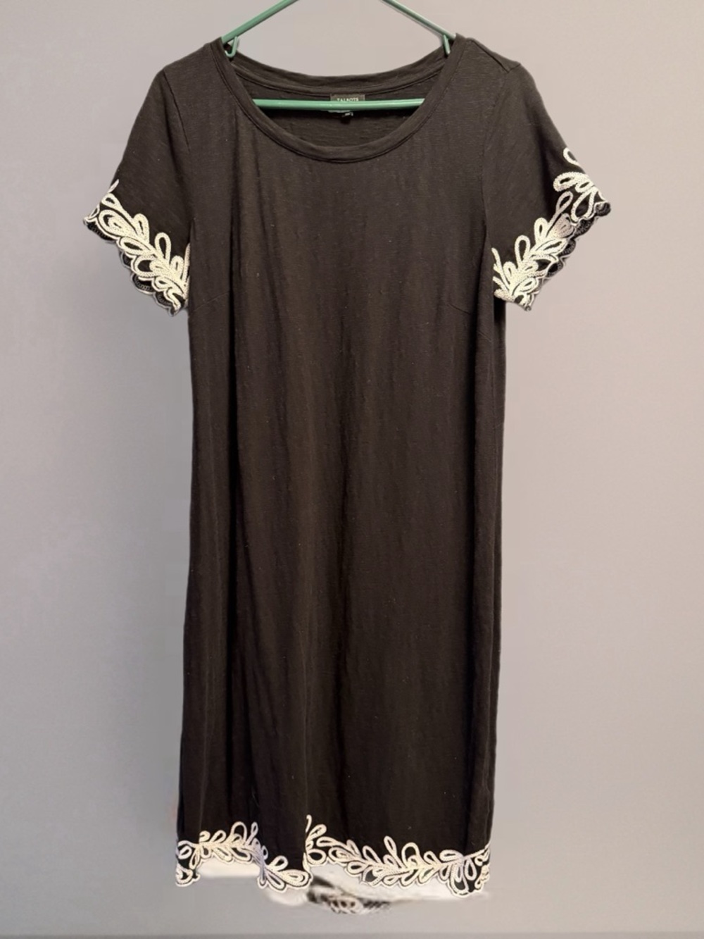 Talbots Black Dress with White Embroidered Trim